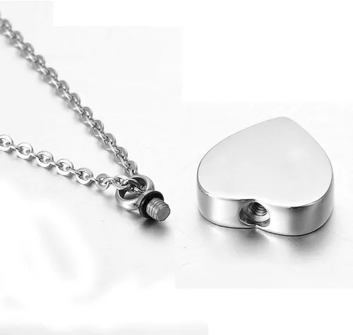 Vista 3 de Collar con colgante de urna para cenizas con forma de corazón de pollo, 12