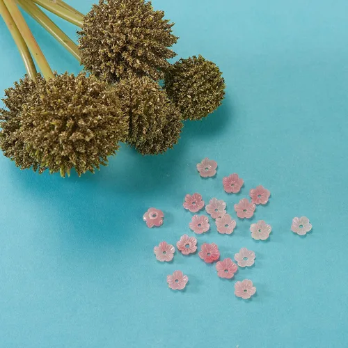 Vista 6 de Airssory 100 cuentas de polvo de conchas en forma de flor, cuentas rojas, espaciadores, cuentas sueltas a granel para decoración de joyas, 0.31 x #01