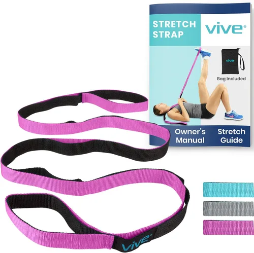 Vista 11 de Vive Correa elástica – Banda elástica de piernas para mejorar la flexibilidad – Correa de yoga elástica – Cinturón de ejercicio y terapia física