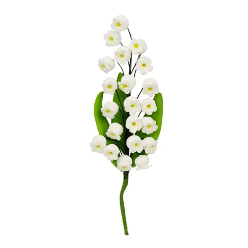 Vista 2 de O'CREME Lily-of-the-Valley - Espray de flores de azúcar de goma de 6 pulgadas, flores comestibles para decoración de pasteles, decoración de flores