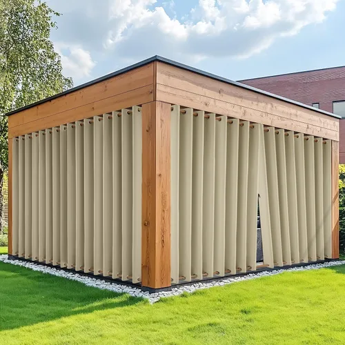 Vista 12 de HDCAXKJ Cortinas impermeables para exteriores para patio con cremallera superior e inferior, cortinas térmicas de privacidad con ojales, 2 paneles