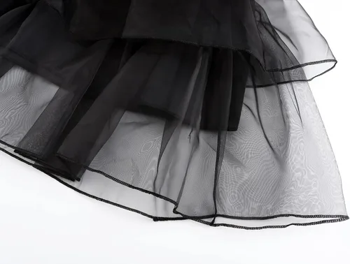 Vista 6 de Akokvlar Vestido de disfraz negro para niñas, peluca, cinturón, aretes, calcetines, traje de vestir