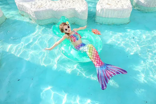 Vista 4 de DNFUN Girls Mermaid Suit with Monofin
