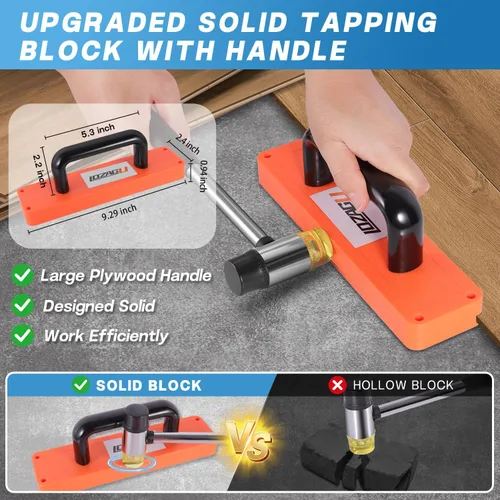 Vista 2 de Kit de 43 piezas para herramientas de suelo laminado, kit de instalación LVP, herramientas para suelos de vinilo, taco de golpeteo con mango
