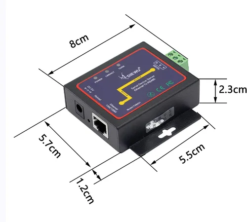 Vista 6 de CERRXIAN RS485 a Ethernet RJ45 TCP/IP Serial Device Servidor Convertidor Transmisión Transparente Dispositivo de Comunicación de Datos Seriales