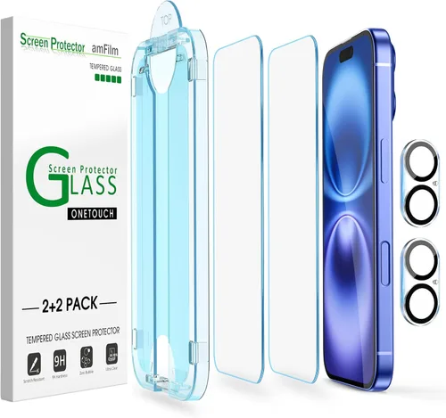 Vista 15 de amFilm OneTouch - Protector de pantalla para iPhone 12 Pro Max (6.7 pulgadas, 2020) con kit de fácil instalación, vidrio templado, paquete de 2