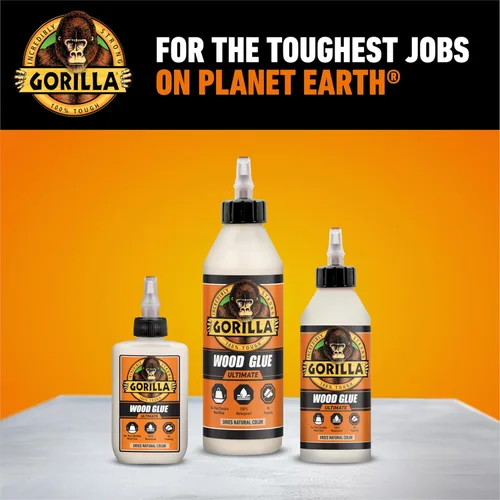 Vista 8 de Gorilla Ultimate - Pegamento para madera impermeable, color madera natural, 8 onzas (paquete de 1), resistente al agua para proyectos y reparaciones
