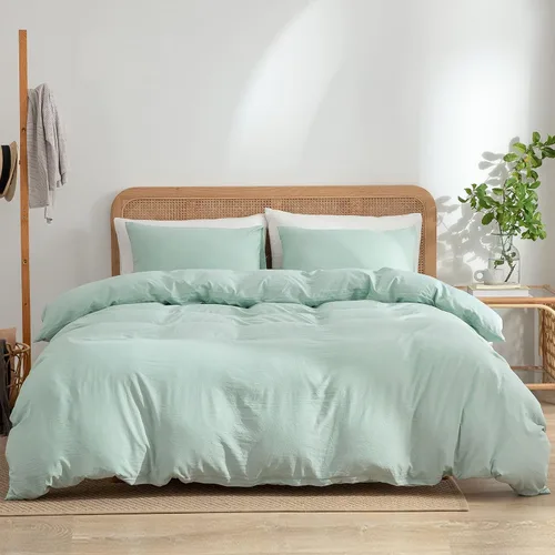 Vista 11 de Juego de ropa de cama individual 100% microfibra cepillada chic con flores, 3 piezas - Funda de edredón y 2 fundas de almohada con cierre