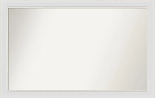 Vista 335 de Amanti Art Espejo de baño blanco para sobre el fregadero, 24 x 26 pulgadas, espejo rectangular blanco y blanco, marco de madera contemporáneo