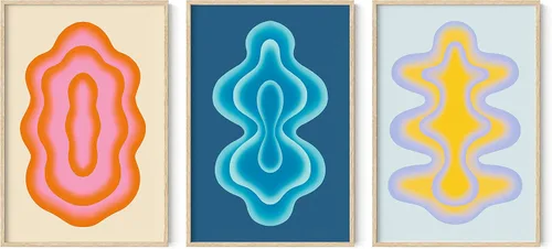 Vista 62 de HAUS AND HUES - Arte de póster Bauhaus - Juego de 3 arte de pared abstracto moderno, pósteres vintage e impresiones, arte de pared azul y amarillo