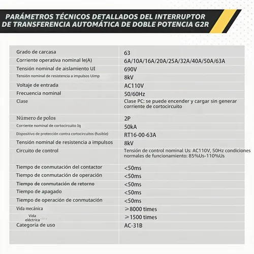Vista 7 de Mini ATS AC Interruptor de transferencia automática/manual 2P 63A 110V, ATS de transferencia manual para fuente de alimentación ininterrumpida