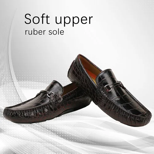 Vista 5 de Mocasines de cuero genuino para hombre, cómodos mocasines casuales de conducción, mocasines transpirables