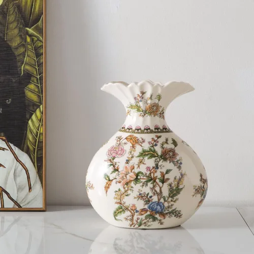 Vista 14 de Jarrón chino de porcelana de cerámica para decoración del hogar, florero japonés de 10.5 pulgadas, recipiente sofisticado para ramas decorativas