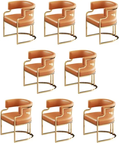 Vista 8 de Sillas de comedor de cocina para interiores, silla lateral tapizada para el hogar, silla con brazo de respaldo bajo, silla de comedor con piel