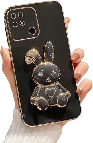 Vista 66 de Funda con soporte de conejo de corazón para Xiaomi Redmi A1, galvanizado suave TPU protector delgado a prueba de golpes con lindo conejito soporte