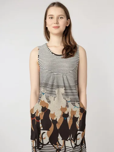 Vista 4 de LaVieLente - Vestido de mujer para mujer suave elástico de tela de jersey casual con bolsillos profundos vestido único con estampado de animales