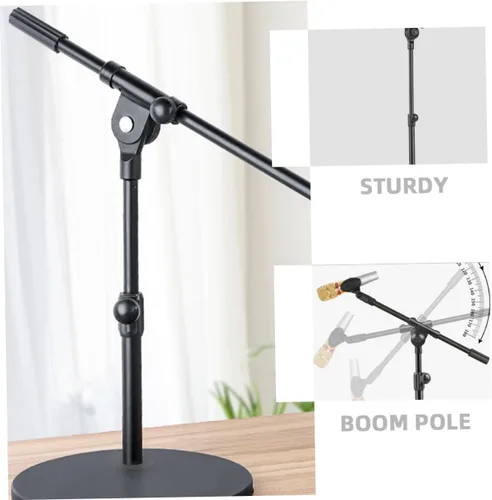 Vista 8 de Luxshiny Poste de micrófono telescópico con adaptador de cabeza de tornillo, micrófono de construcción de metal, brazo de pluma para estudios
