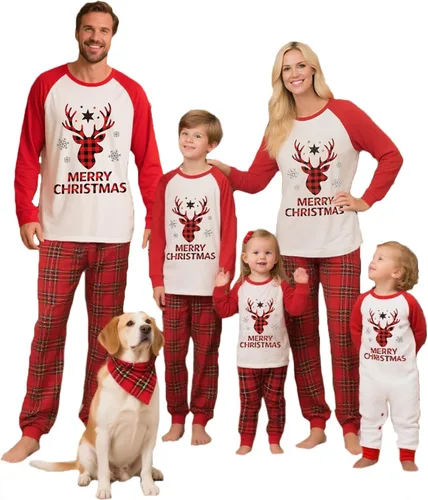 Vista 26 de OAKFashion Conjuntos de Pijamas Familiares de Navidad, Pijamas Familiares a Juego de Navidad Ropa de Dormir Pjs