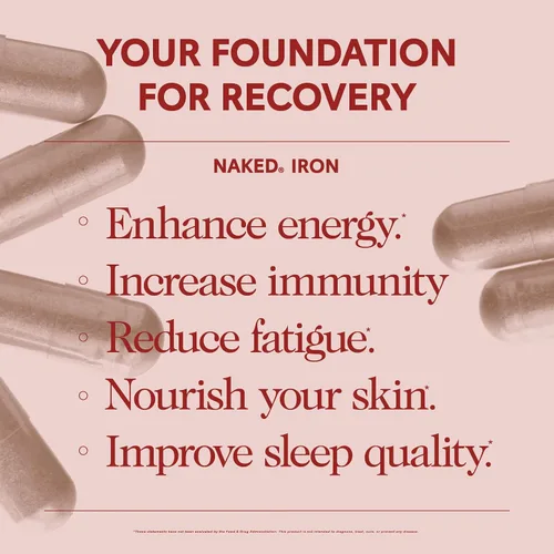 Vista 3 de Naked Iron 65mg, 325mg Ferro Bisglicinato - Suplemento de hierro de alta potencia para deficiencia de hierro, apoyo a la energía celular, promueve