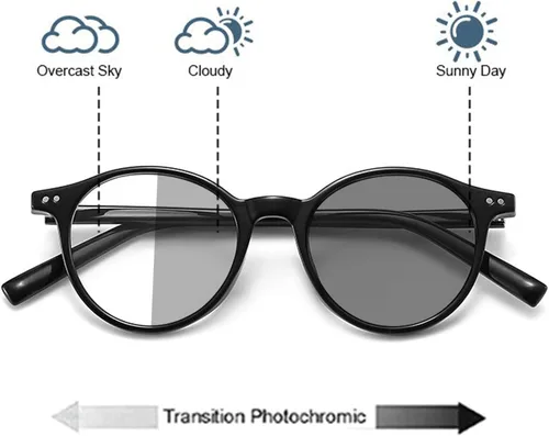 Vista 2 de TR90 Transición Fotocromática ronda lente completa gafas de lectura para hombres mujeres gafas de sol presbípicas transparentes lectores