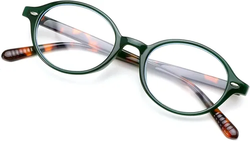 Vista 10 de FEISEDY Gafas de luz azul ovaladas vintage para mujeres y hombres, elegantes y ligeras de los años 90, anteojos falsos Nerd Y2k marco B0242