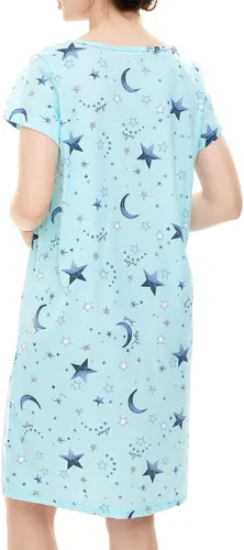 Vista 4 de American Trends Camisones para mujer, de algodón, de manga corta, vestido de noche, casual, pijama suave, ropa de dormir