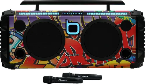 Vista 9 de Bumpboxx Flare8 Pro Boombox Bluetooth portátil, negro, 2 micrófonos