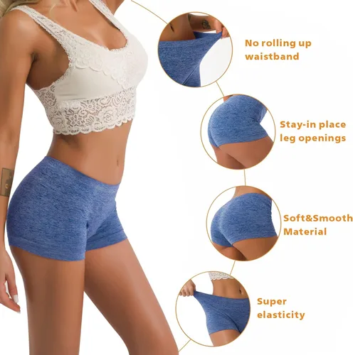 Vista 3 de R Ruxia - Bragas tipo bóxer para mujer, ropa interior de nailon sin costuras, calzones tipo bóxer elásticos, paquete de 5