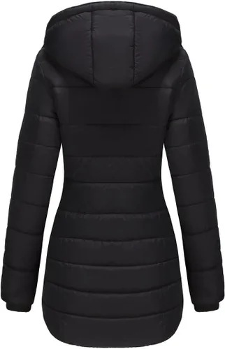Vista 4 de ONDIAN Long Winter Coats for Women Solid Colour Removable Hood Sleeve Warm Jacket Cotton Coat Hooded Jackets Casual Zip Up