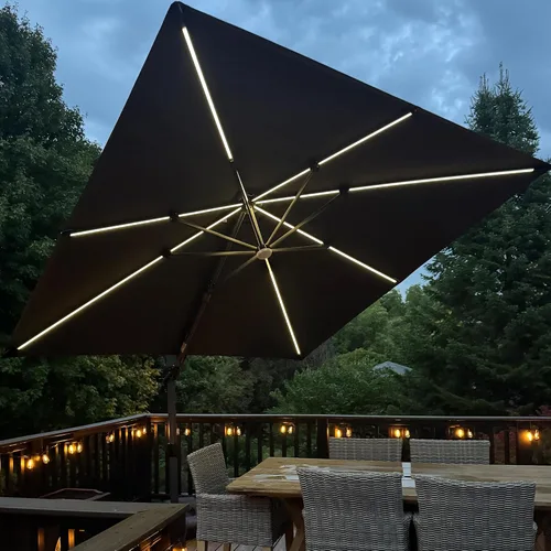 Vista 105 de PURPLE LEAF Sombrilla de patio de 8 pies para exteriores, sombrilla voladiza cuadrada de aluminio con rotación de 360 grados para jardín, terraza