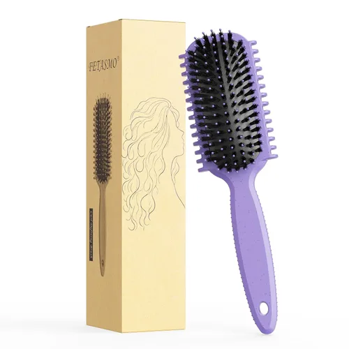 Vista 8 de Cepillo de pelo rizado, cepillo definidor de rizos, cepillo de pelo, flexible, mejora de rizos, reduce tirones (negro)