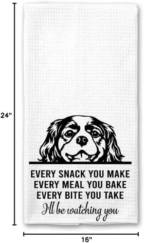 Vista 3 de HTDesigns Cavalier King Charles Spaniel Dog - Toalla de té, cada bocadillo que hagas, cada bocado que tomes, decoración de cocina, paños de cocina