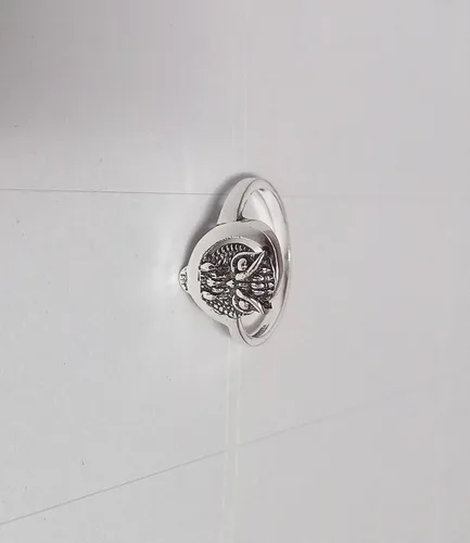 Vista 5 de Anillo de mujer de plata de ley 925 con búho y luna creciente