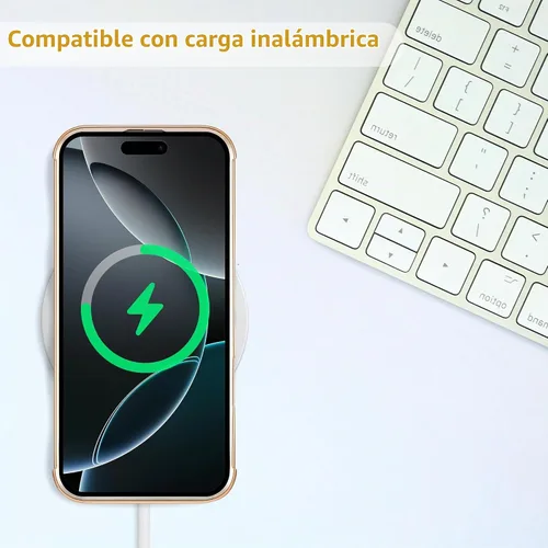 Vista 4 de ZTOFERA Funda protectora para iPhone 16 Pro, funda protectora para mujer, linda mariposa galvanizada, borde dorado, a prueba de golpes, delgada