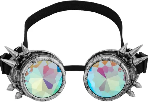 Vista 85 de Gafas caleidoscopio para raves trippy psicodélico steampunk con lentes de cristal de difracción de prisma arcoíris