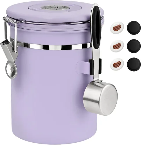 Vista 10 de ShanSon Recipiente hermético para café de acero inoxidable, recipiente de almacenamiento de granos de café con cuchara, recipiente de café