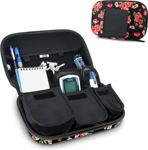 Vista 10 de USA Gear Estuche organizador de insulina para suministros diabéticos - Sistemas de monitoreo de glucosa en sangre, jeringas, viales de insulina