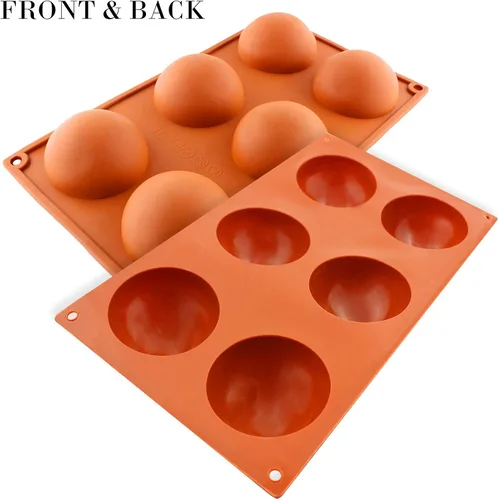 Vista 5 de Funshowcase Bandeja grande del molde del silicón del chocolate de la bóveda del hemisferio de la media esfera de 6 cavidades