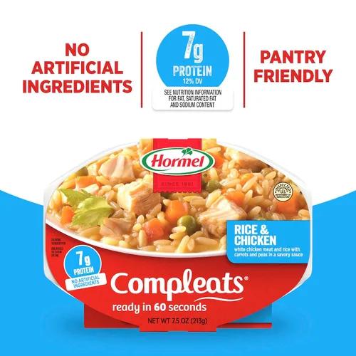 Vista 8 de HORMEL COMPLEATS Bandeja de microondas de arroz y pollo, 7.5 onzas (paquete de 7)