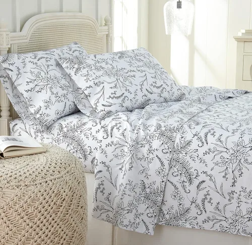 Vista 308 de Southshore Fine Living, Inc. Colección Winter Brush, juego de sábanas de 3 piezas para cama individual, sábana bajera con bolsillo profundo de 14
