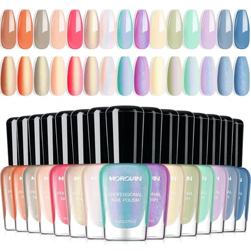 Vista 20 de Morovan - Juego de esmaltes de uñas brillantes: juego de regalo de 15 colores de secado rápido de larga duración Paquete de esmalte de uñas