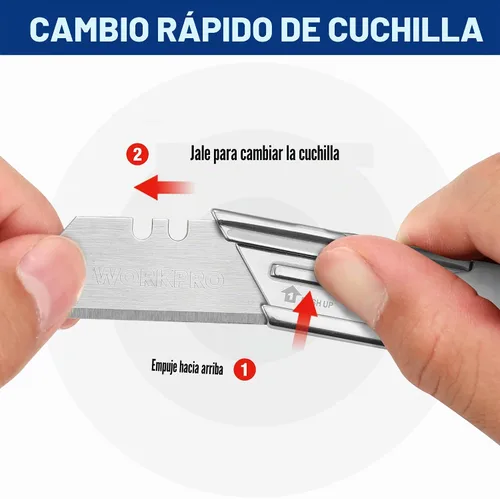 Vista 7 de WORKPRO Juego de cuchillos de bolsillo plegables de cambio rápido de 3 piezas con clip para cinturón