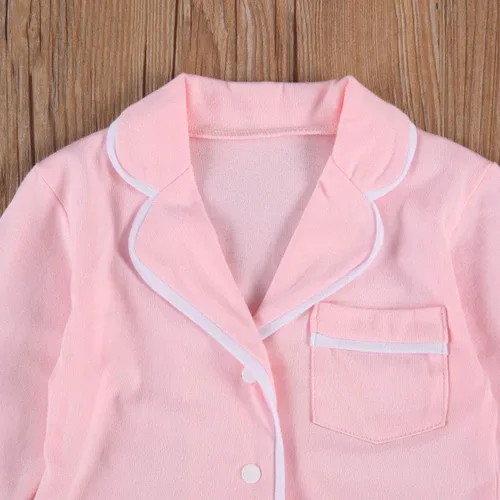 Vista 95 de Conjunto de pijama de manga larga con botones para niña pequeña, conjunto de ropa de dormir