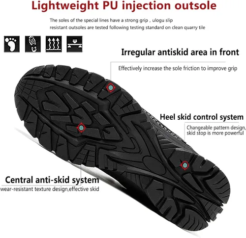 Vista 4 de ulogu Waterproof Steel Toe Shoes for Men Women Comfy Lightweight Slip Resistant Work Safety Sneakers 6-Month Warranty