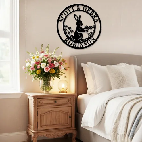 Vista 6 de Regalos de boda para parejas 2025, carteles personalizados con apellidos para el hogar, carteles de metal personalizados, decoración de pared