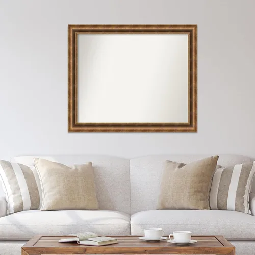 Vista 133 de Amanti Art Espejo de pared personalizado no biselado (25 x 25 pulgadas), marco de bronce acentuado, varios tamaños personalizados, espejo de baño