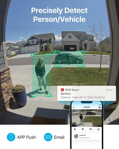 Vista 2 de ZOSI C303 - Sistema de cámara de seguridad para el hogar de 8 canales con audio, detección de personas y vehículos, visión nocturna, alarma de luz