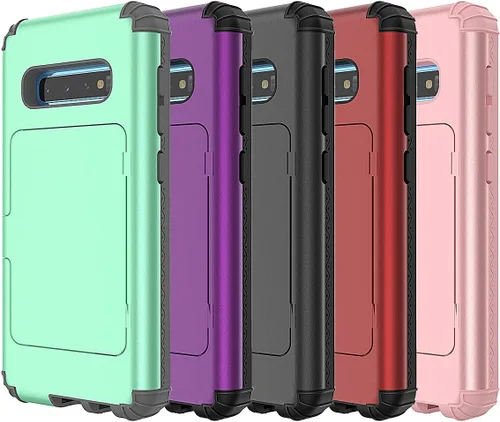 Vista 7 de WeLoveCase Funda tipo cartera para Galaxy S10 Defender con espejo oculto, tres capas a prueba de golpes, protección resistente, funda protectora