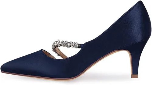 Vista 2 de Erijunor - Zapatillas cerradas para mujer con corte DOrsay y tacón kitten medio - Zapatos para fiestas y bodas