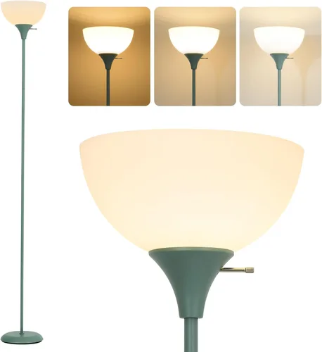 Vista 13 de RISLG Lámpara de pie, lámparas de pie LED para sala de estar, pantalla blanca resistente a las caídas, interruptor giratorio, lámpara alta de metal